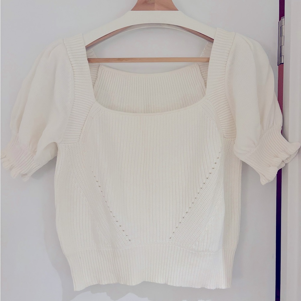 French connection 100% cotton sweater puff sleeve